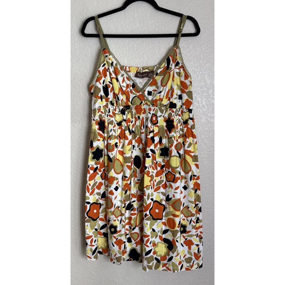 Womens 1X Sundress Midi Babydoll Dress Colorful Floral Retro‎ Boho Festival